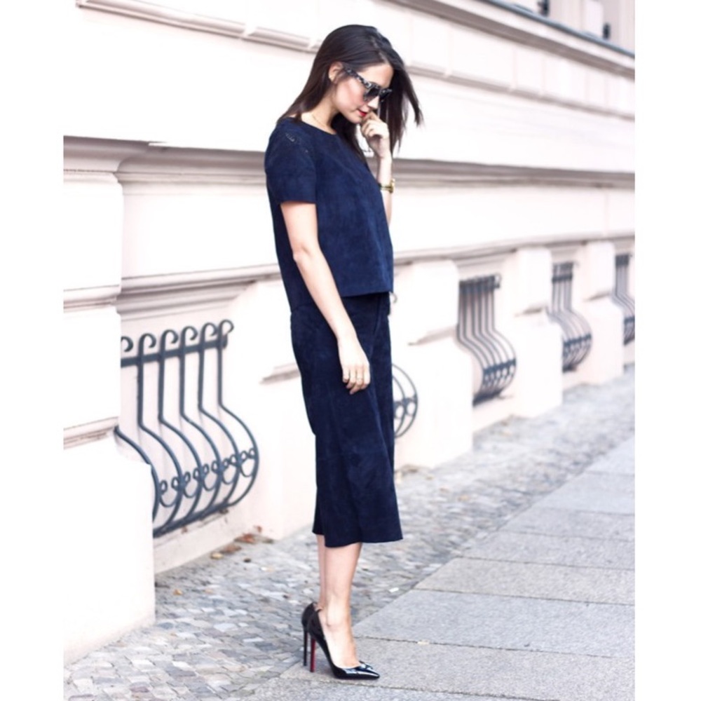 ZARA suede blouse and pants set